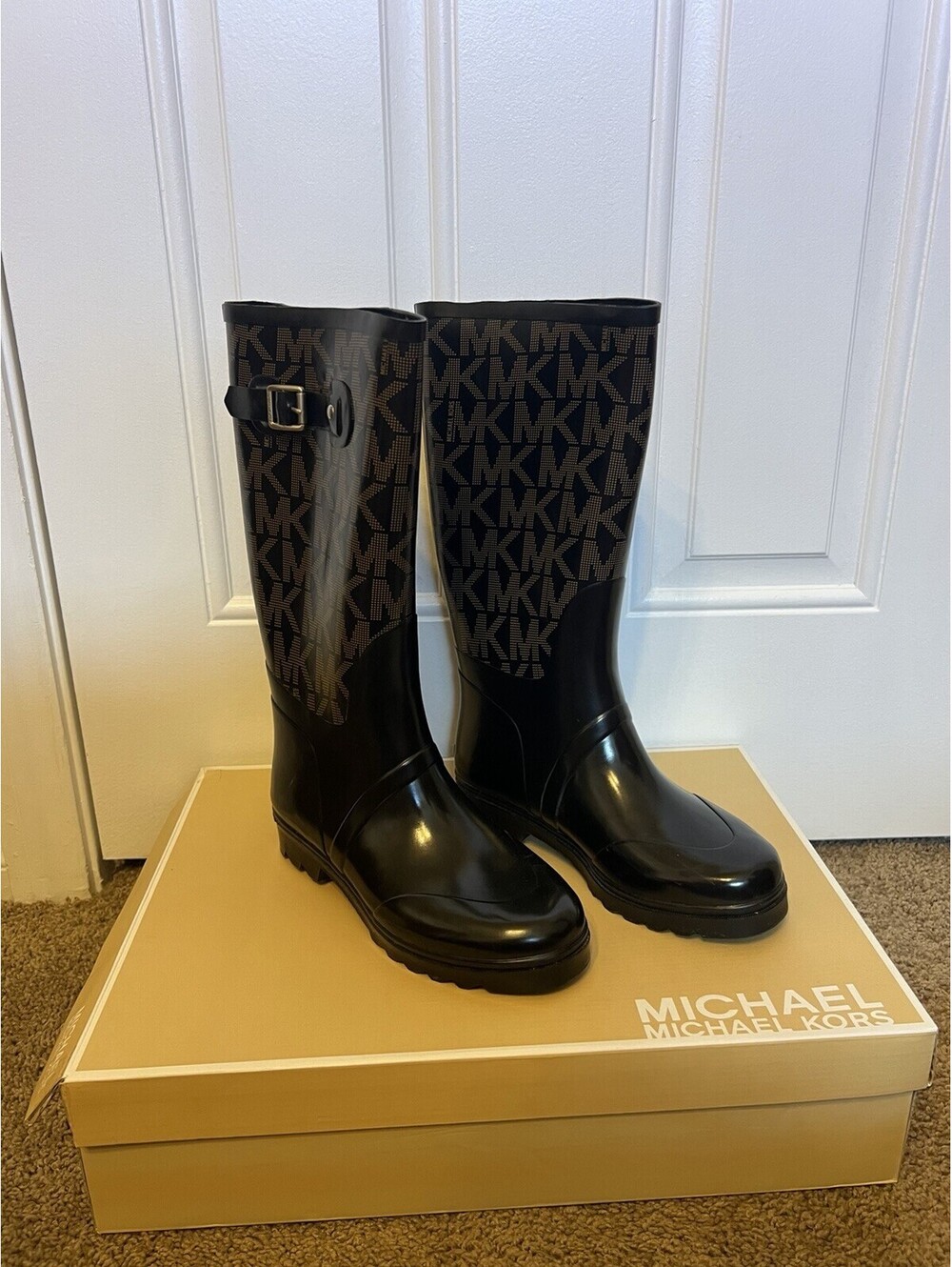 Michael KORS: MK Logo Black Rubber Rain boot Sz 8